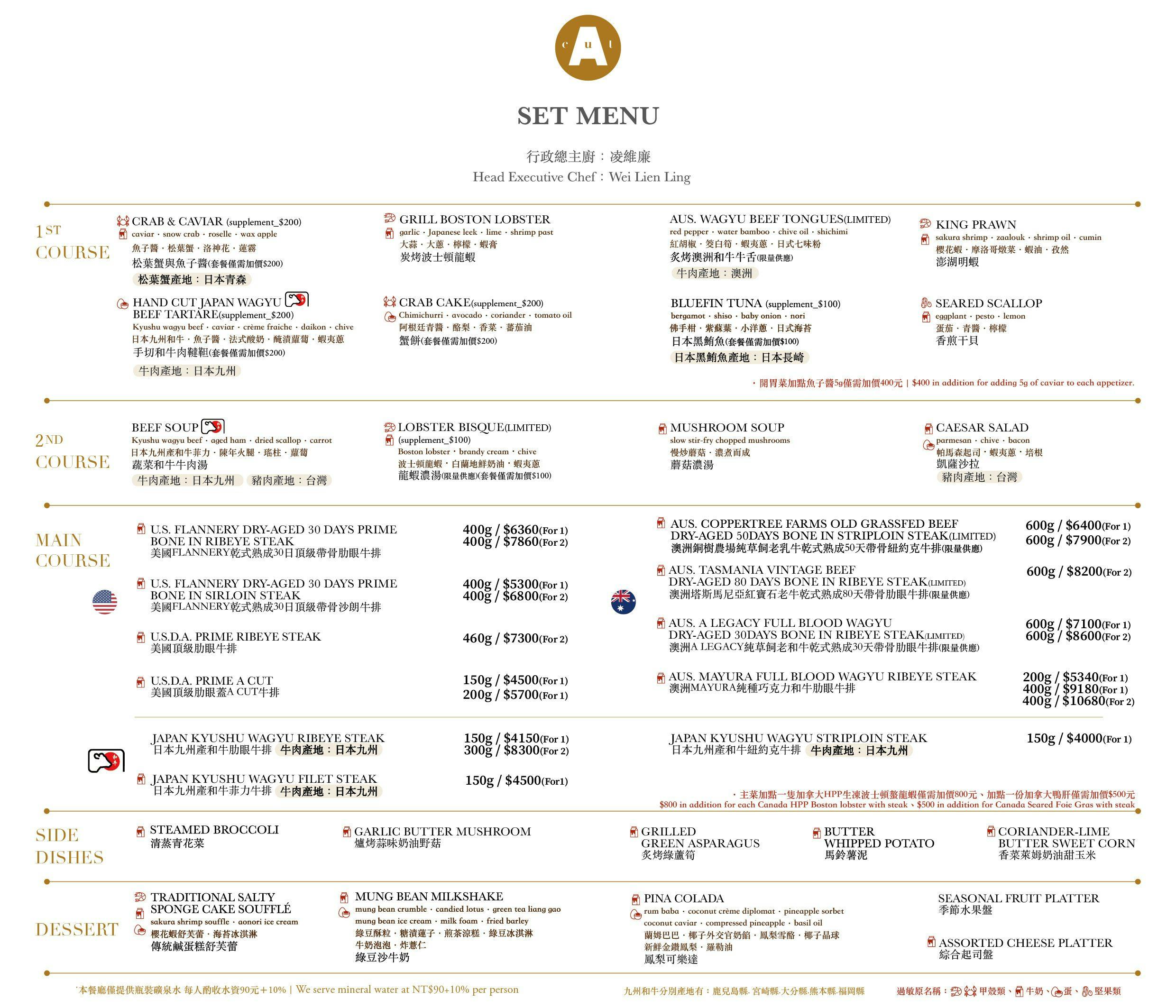 【台北美食】A CUT牛排館。國賓飯店米其林一星牛排館！商業聚餐約會過節好氣氛首選